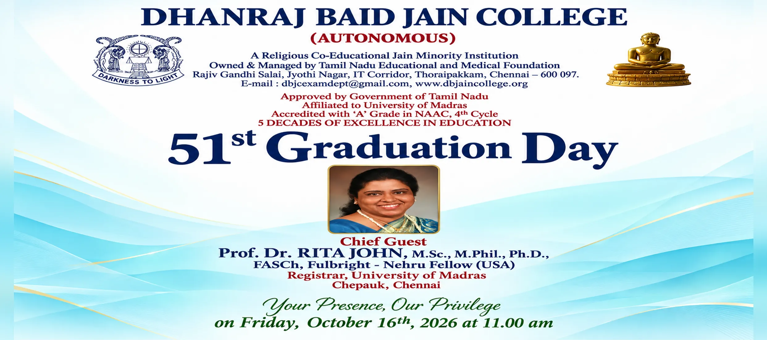 51st Graduation Day, Friday 16 October 2026 at 11.00 am