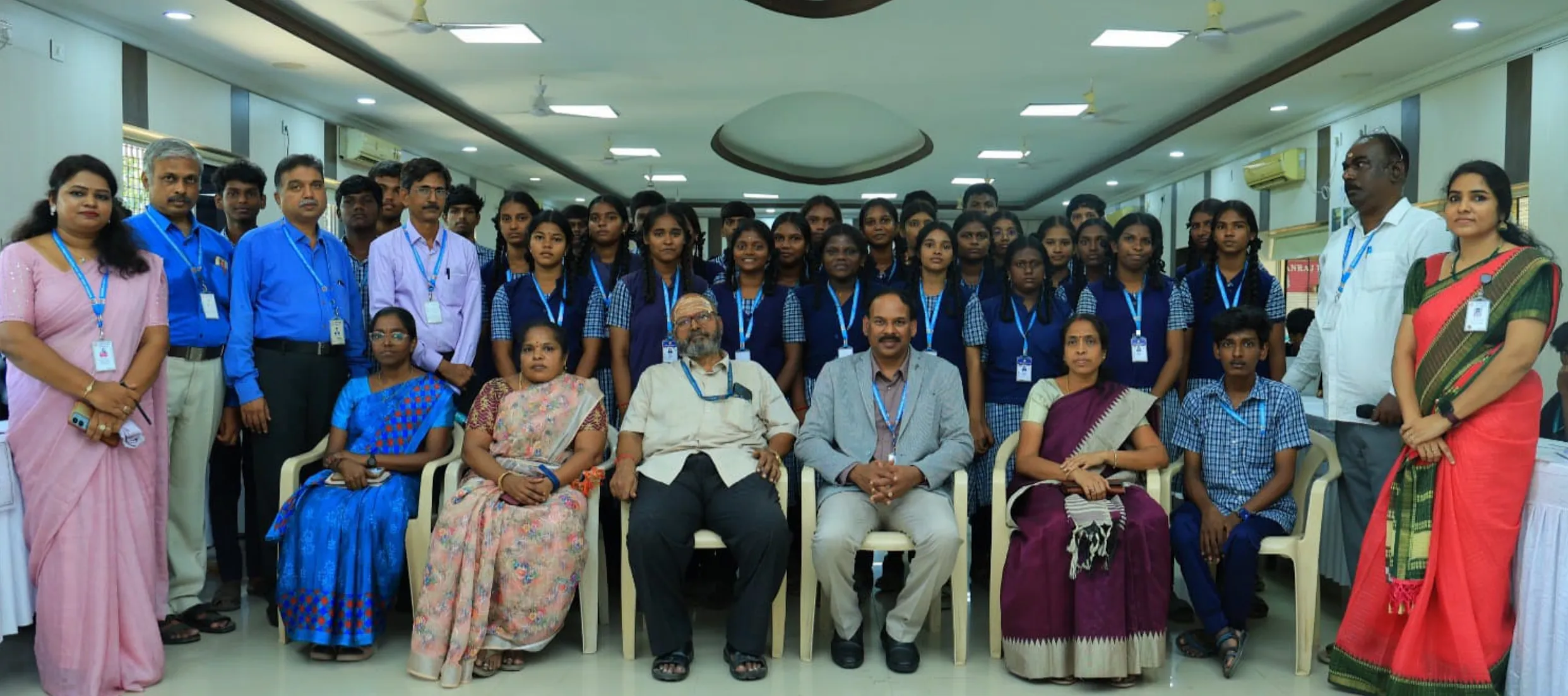 Students and staff at a college event