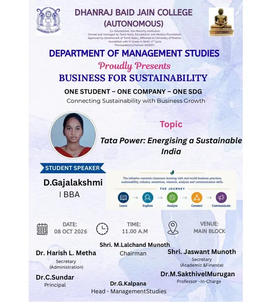 Department of Management Studies - Business for Sustainability: Tata Power, 8 October 2026