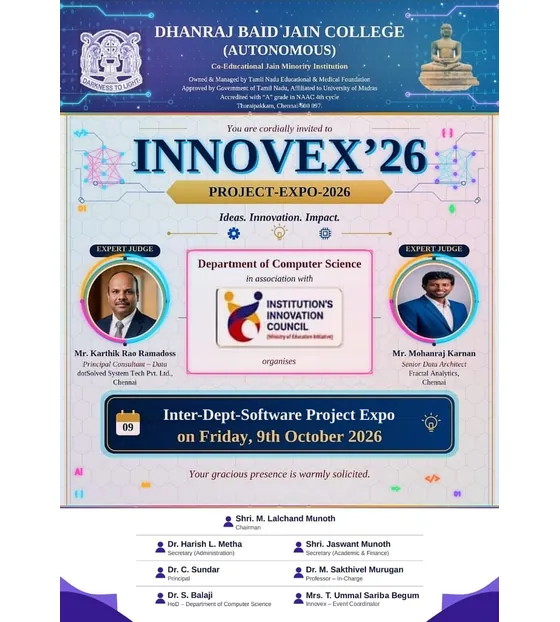 Department of Computer Science and IIC - Innovex'26 Inter-Department Software Project Expo, 9 October 2026