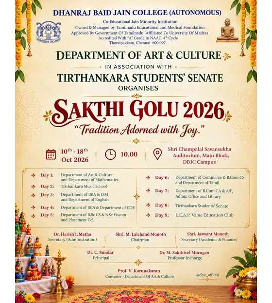 Sakthi Golu 2026 - Department of Art and Culture and Tirthankara Students Senate, 10 to 18 October 2026