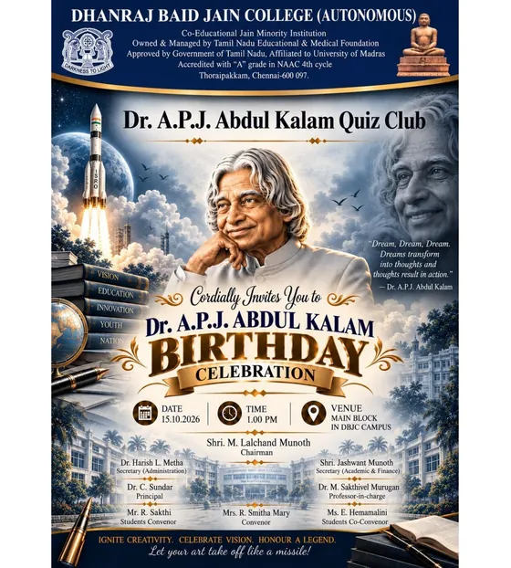 Dr. A.P.J. Abdul Kalam Quiz Club - Dr. A.P.J. Abdul Kalam Birthday Celebration, 15 October 2026